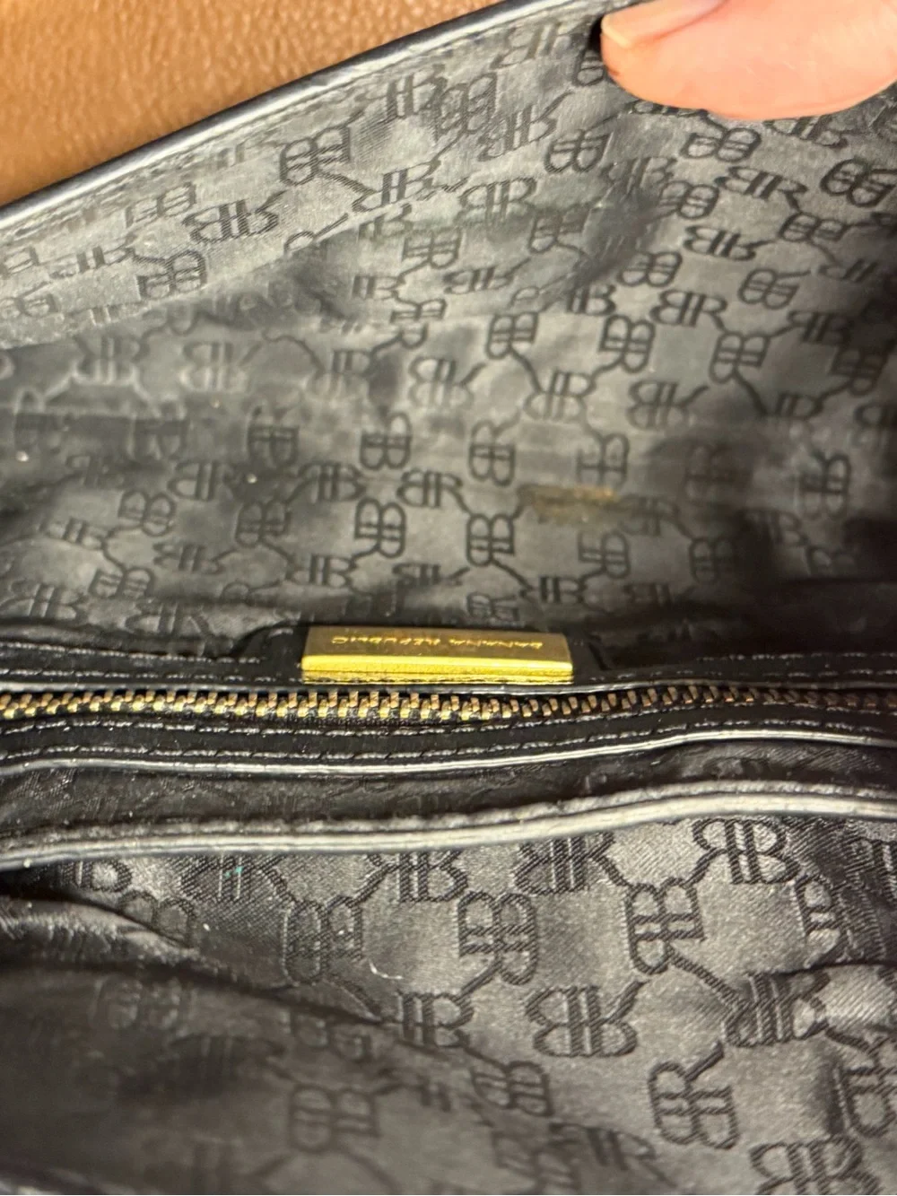 Banana Republic Classic Black Leather Clutch Wallet with Gold Accent